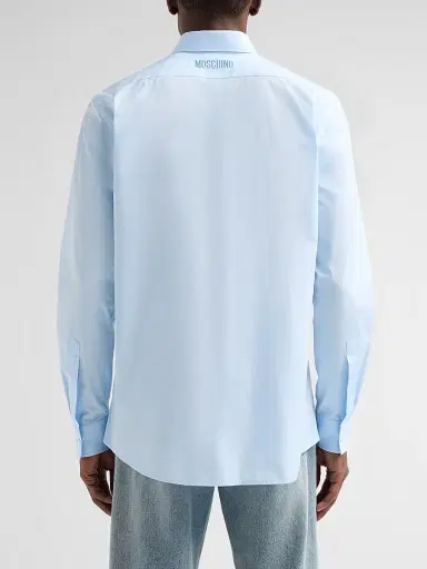 MOSCHINO Men's Glasses-Print Cotton Shirt - Light Blue - Size Large | Thumbnail 3 MOSCHINO Men's Glasses-Print Cotton Shirt - Light Blue - Size Large | Thumbnail 3