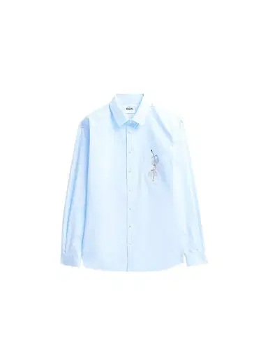MOSCHINO Men's Glasses-Print Cotton Shirt - Light Blue - Size Large | Thumbnail 1 MOSCHINO Men's Glasses-Print Cotton Shirt - Light Blue - Size Large | Thumbnail 1