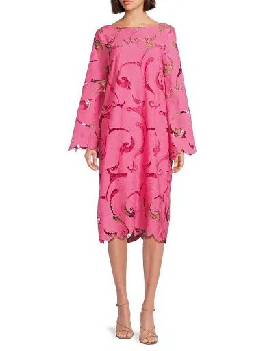Ungaro Women's Jackie Guipure Lace Midi-Dress - Tulip Pink | Thumbnail 2 Ungaro Women's Jackie Guipure Lace Midi-Dress - Tulip Pink | Thumbnail 2