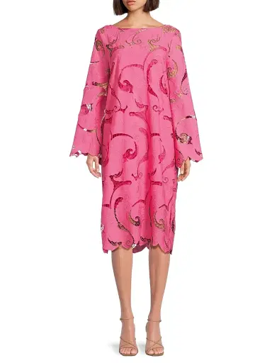 Ungaro Women's Jackie Guipure Lace Midi-Dress - Tulip Pink | Thumbnail 3 Ungaro Women's Jackie Guipure Lace Midi-Dress - Tulip Pink | Thumbnail 3