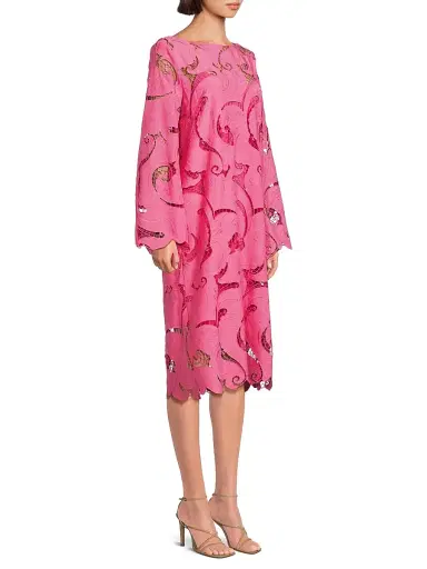 Ungaro Women's Jackie Guipure Lace Midi-Dress - Tulip Pink | Thumbnail 4 Ungaro Women's Jackie Guipure Lace Midi-Dress - Tulip Pink | Thumbnail 4