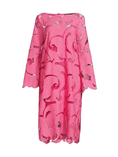 Ungaro Women's Jackie Guipure Lace Midi-Dress - Tulip Pink | Thumbnail 1 Ungaro Women's Jackie Guipure Lace Midi-Dress - Tulip Pink | Thumbnail 1