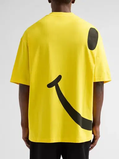 Moschino Men's Smiley Graphic Cotton Jersey T-Shirt - Yellow | Thumbnail 3 Moschino Men's Smiley Graphic Cotton Jersey T-Shirt - Yellow | Thumbnail 3