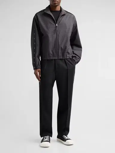 Moschino Men's Tonal-Pattern Wool-Blend Track Jacket - Violet | Thumbnail 2 Moschino Men's Tonal-Pattern Wool-Blend Track Jacket - Violet | Thumbnail 2