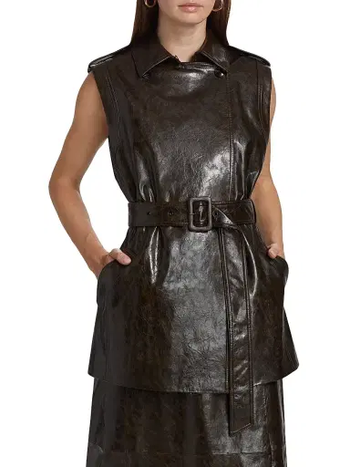 Kobi Halperin Women's Harper Faux Leather Vest - Dark Brown | Thumbnail 3 Kobi Halperin Women's Harper Faux Leather Vest - Dark Brown | Thumbnail 3