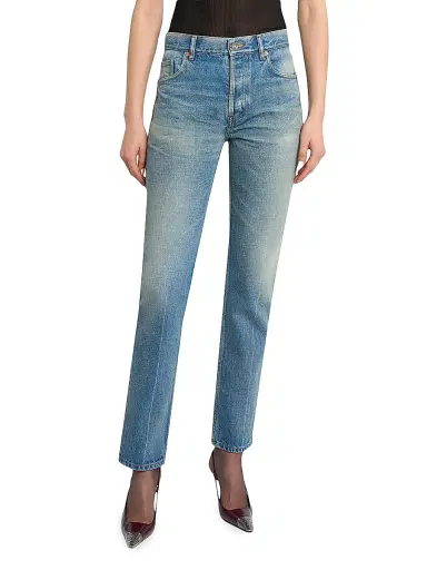Saint Laurent Women's 90's Mid-Rise Straight Jeans - Authentic Medium Blue - Size 31 | Thumbnail 4 Saint Laurent Women's 90's Mid-Rise Straight Jeans - Authentic Medium Blue - Size 31 | Thumbnail 4