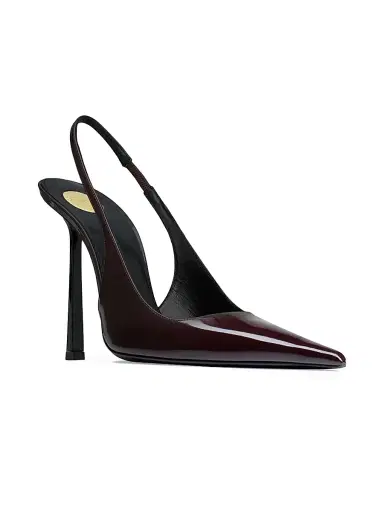 Saint Laurent Women's Vendome Slingback Pumps in Patent Leather - Marron Glace | Thumbnail 2 Saint Laurent Women's Vendome Slingback Pumps in Patent Leather - Marron Glace | Thumbnail 2