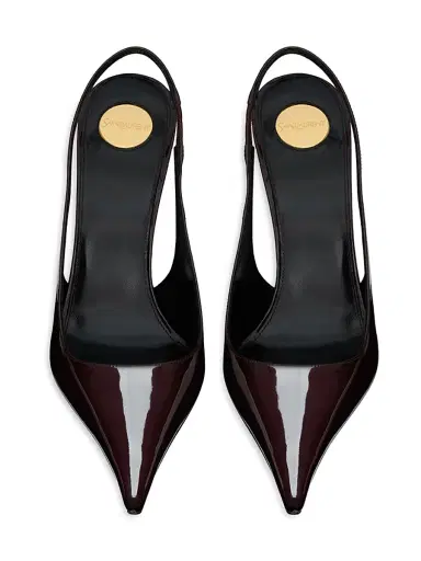 Saint Laurent Women's Vendome Slingback Pumps in Patent Leather - Marron Glace | Thumbnail 3 Saint Laurent Women's Vendome Slingback Pumps in Patent Leather - Marron Glace | Thumbnail 3