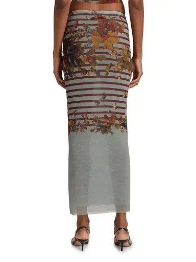 Jean Paul Gaultier Women's Printed Knit Mesh Maxi Skirt - Light Blue Multicolor | Thumbnail 5 Jean Paul Gaultier Women's Printed Knit Mesh Maxi Skirt - Light Blue Multicolor | Thumbnail 5