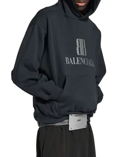 Balenciaga Men's Nano Medium Fit Hoodie - Faded Black | Thumbnail 3 Balenciaga Men's Nano Medium Fit Hoodie - Faded Black | Thumbnail 3