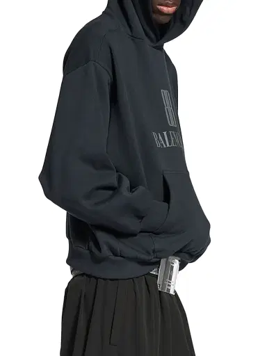 Balenciaga Men's Nano Medium Fit Hoodie - Faded Black | Thumbnail 4 Balenciaga Men's Nano Medium Fit Hoodie - Faded Black | Thumbnail 4