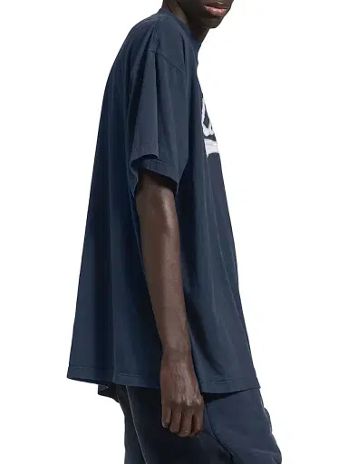 Balenciaga Men's Luxury Script Oversized T-Shirt - Washed Navy White | Thumbnail 4 Balenciaga Men's Luxury Script Oversized T-Shirt - Washed Navy White | Thumbnail 4