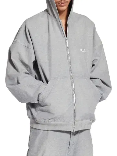Balenciaga Men's Trompe Hoodie - Heather Grey | Thumbnail 2 Balenciaga Men's Trompe Hoodie - Heather Grey | Thumbnail 2