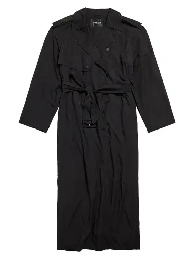 Balenciaga Men's Fluid Boxy Trenchcoat - Black | Thumbnail 1 Balenciaga Men's Fluid Boxy Trenchcoat - Black | Thumbnail 1