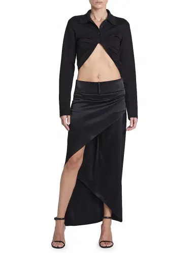 Courreges Women's Infinity Heritage Asymmetric Satin Maxi Skirt - Black | Thumbnail 2 Courreges Women's Infinity Heritage Asymmetric Satin Maxi Skirt - Black | Thumbnail 2
