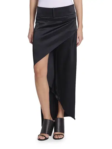 Courreges Women's Infinity Heritage Asymmetric Satin Maxi Skirt - Black | Thumbnail 3 Courreges Women's Infinity Heritage Asymmetric Satin Maxi Skirt - Black | Thumbnail 3