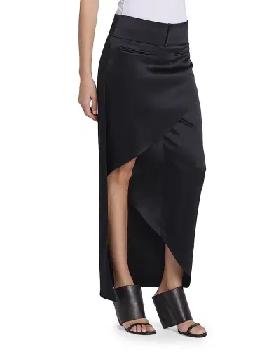 Courreges Women's Infinity Heritage Asymmetric Satin Maxi Skirt - Black | Thumbnail 4 Courreges Women's Infinity Heritage Asymmetric Satin Maxi Skirt - Black | Thumbnail 4
