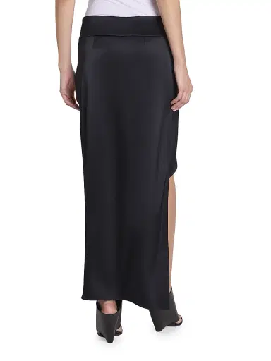 Courreges Women's Infinity Heritage Asymmetric Satin Maxi Skirt - Black | Thumbnail 5 Courreges Women's Infinity Heritage Asymmetric Satin Maxi Skirt - Black | Thumbnail 5