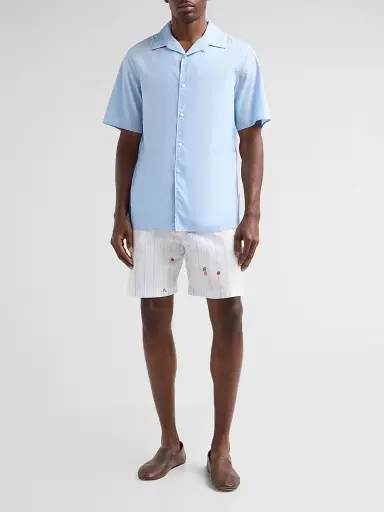 Jacquemus Men's Vegetable-Print Cotton Shorts - Blue Beige | Thumbnail 2 Jacquemus Men's Vegetable-Print Cotton Shorts - Blue Beige | Thumbnail 2