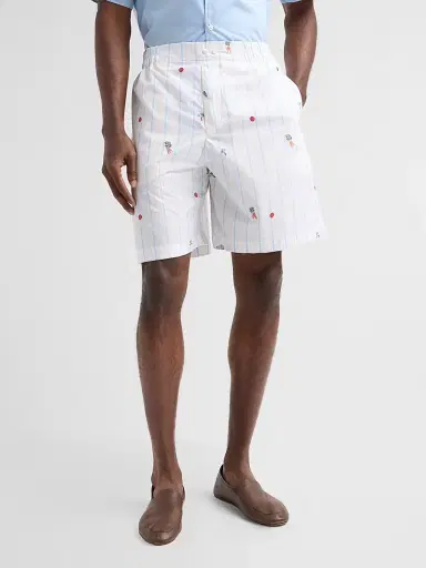 Jacquemus Men's Vegetable-Print Cotton Shorts - Blue Beige | Thumbnail 4 Jacquemus Men's Vegetable-Print Cotton Shorts - Blue Beige | Thumbnail 4