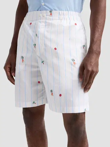 Jacquemus Men's Vegetable-Print Cotton Shorts - Blue Beige | Thumbnail 5 Jacquemus Men's Vegetable-Print Cotton Shorts - Blue Beige | Thumbnail 5