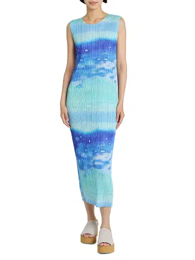 Pleats Please Issey Miyake Women's Sea Bubble Plissé Midi-Dress - Blue - Size Large | Thumbnail 3 Pleats Please Issey Miyake Women's Sea Bubble Plissé Midi-Dress - Blue - Size Large | Thumbnail 3