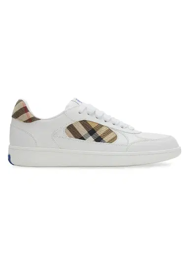 Burberry Men's Terrace Leather & Check Sneakers - Whitesand | Thumbnail 1 Burberry Men's Terrace Leather & Check Sneakers - Whitesand | Thumbnail 1