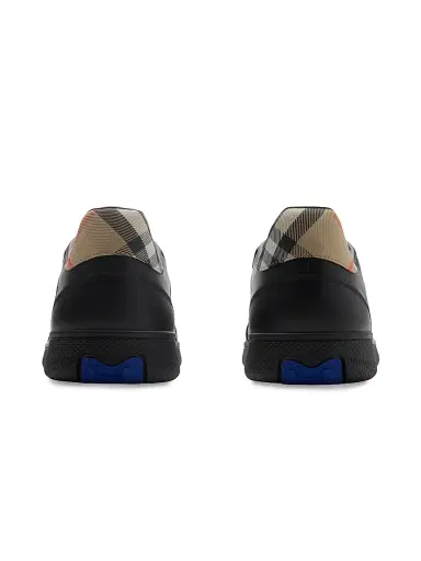 Burberry Men's Terrace Leather & Check Sneakers - Black Sand | Thumbnail 2 Burberry Men's Terrace Leather & Check Sneakers - Black Sand | Thumbnail 2