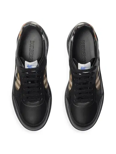 Burberry Men's Terrace Leather & Check Sneakers - Black Sand | Thumbnail 3 Burberry Men's Terrace Leather & Check Sneakers - Black Sand | Thumbnail 3