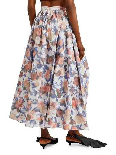 Erdem Women's Painted Roses Cocktail Full Skirt - Painted Rose White | Thumbnail 4 Erdem Women's Painted Roses Cocktail Full Skirt - Painted Rose White | Thumbnail 4