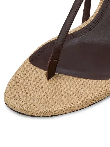 NEOUS Women's Arneb 65MM Leather & Raffia Slingback Sandals - Dark Chocolate Natural - Size 10 | Thumbnail 3 NEOUS Women's Arneb 65MM Leather & Raffia Slingback Sandals - Dark Chocolate Natural - Size 10 | Thumbnail 3