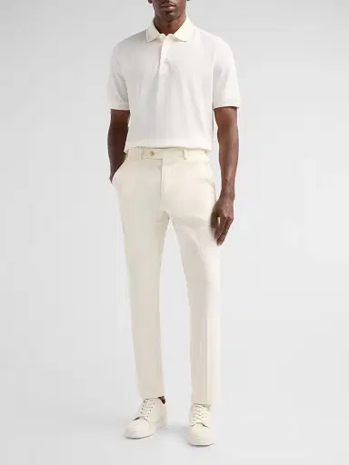 Canali Men's Cotton Piqué Polo Shirt - White | Thumbnail 2 Canali Men's Cotton Piqué Polo Shirt - White | Thumbnail 2