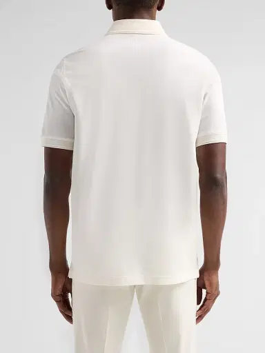 Canali Men's Cotton Piqué Polo Shirt - White | Thumbnail 3 Canali Men's Cotton Piqué Polo Shirt - White | Thumbnail 3