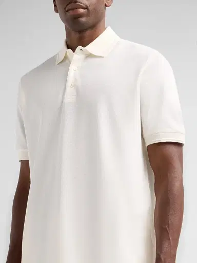 Canali Men's Cotton Piqué Polo Shirt - White | Thumbnail 5 Canali Men's Cotton Piqué Polo Shirt - White | Thumbnail 5