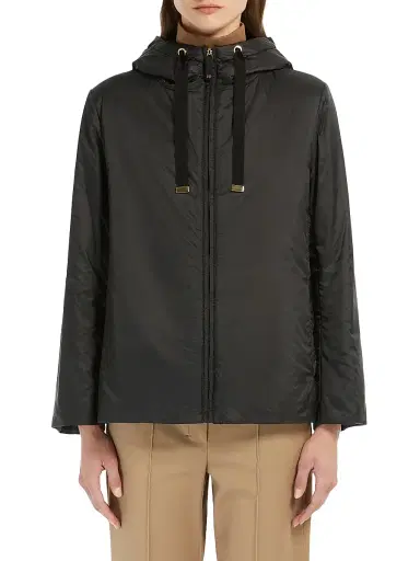 Max Mara Women's Padded Hooded Jacket in Water Repellent Canvas - Black | Thumbnail 2 Max Mara Women's Padded Hooded Jacket in Water Repellent Canvas - Black | Thumbnail 2