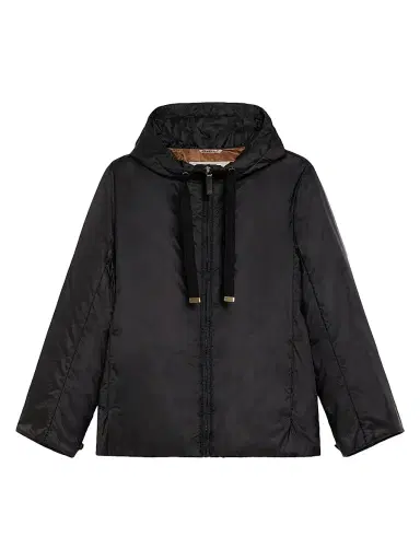Max Mara Women's Padded Hooded Jacket in Water Repellent Canvas - Black | Thumbnail 1 Max Mara Women's Padded Hooded Jacket in Water Repellent Canvas - Black | Thumbnail 1