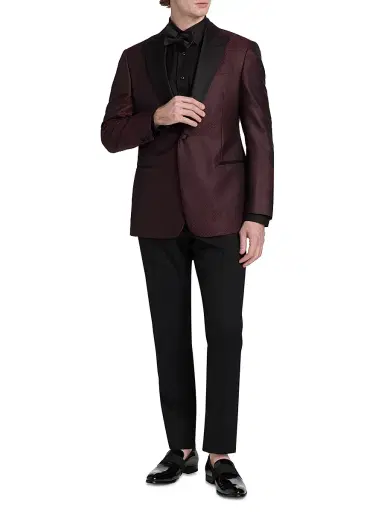 Giorgio Armani Men's Printed Dinner Jacket - Dark Red | Thumbnail 2 Giorgio Armani Men's Printed Dinner Jacket - Dark Red | Thumbnail 2