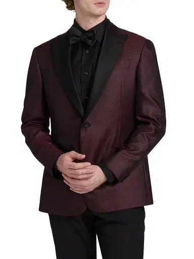 Giorgio Armani Men's Printed Dinner Jacket - Dark Red | Thumbnail 3 Giorgio Armani Men's Printed Dinner Jacket - Dark Red | Thumbnail 3