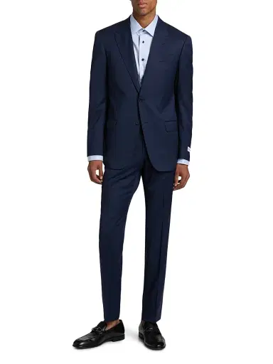 Emporio Armani Men's G-Line Herringbone Wool Single-Breasted Suit - Blue | Thumbnail 3 Emporio Armani Men's G-Line Herringbone Wool Single-Breasted Suit - Blue | Thumbnail 3
