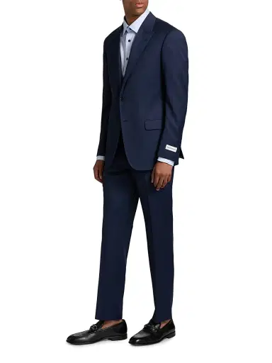 Emporio Armani Men's G-Line Herringbone Wool Single-Breasted Suit - Blue | Thumbnail 4 Emporio Armani Men's G-Line Herringbone Wool Single-Breasted Suit - Blue | Thumbnail 4