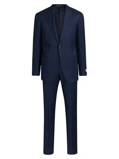 Emporio Armani Men's G-Line Herringbone Wool Single-Breasted Suit - Blue | Thumbnail 1 Emporio Armani Men's G-Line Herringbone Wool Single-Breasted Suit - Blue | Thumbnail 1