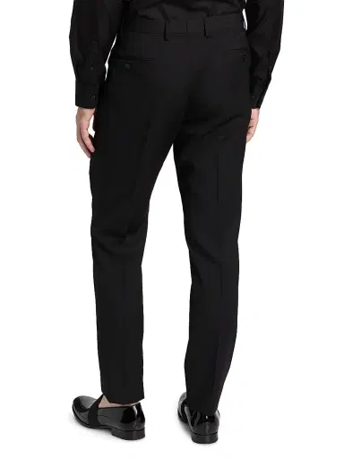 Emporio Armani Men's Flat Front Wool Trousers - Black | Thumbnail 5 Emporio Armani Men's Flat Front Wool Trousers - Black | Thumbnail 5