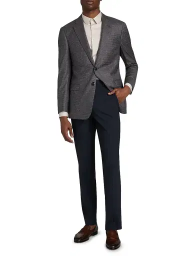 Giorgio Armani Men's Wool-Cashmere Sport Coat - Blue Brown | Thumbnail 2 Giorgio Armani Men's Wool-Cashmere Sport Coat - Blue Brown | Thumbnail 2