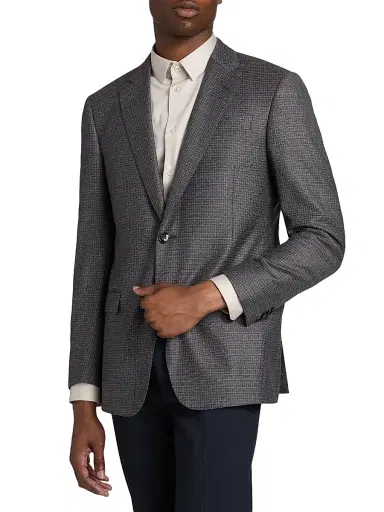 Giorgio Armani Men's Wool-Cashmere Sport Coat - Blue Brown | Thumbnail 3 Giorgio Armani Men's Wool-Cashmere Sport Coat - Blue Brown | Thumbnail 3