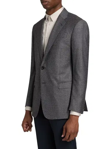Giorgio Armani Men's Wool-Cashmere Sport Coat - Blue Brown | Thumbnail 4 Giorgio Armani Men's Wool-Cashmere Sport Coat - Blue Brown | Thumbnail 4