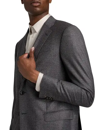 Giorgio Armani Men's Wool-Cashmere Sport Coat - Blue Brown | Thumbnail 6 Giorgio Armani Men's Wool-Cashmere Sport Coat - Blue Brown | Thumbnail 6