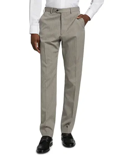 Emporio Armani Men's Flat Front Wool Trousers - Tan | Thumbnail 3 Emporio Armani Men's Flat Front Wool Trousers - Tan | Thumbnail 3