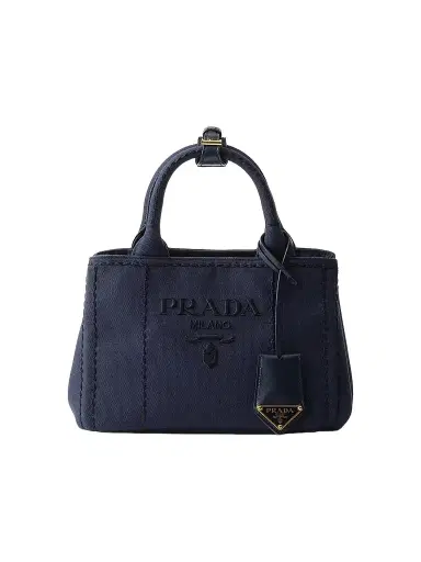 Prada Women's Jardiniere Mini Cotton Canvas Top Handle Bag - Blue | Thumbnail 1 Prada Women's Jardiniere Mini Cotton Canvas Top Handle Bag - Blue | Thumbnail 1