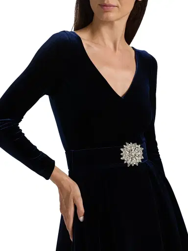 Chiara Boni La Petite Robe Women's Embellished Velvet Belted Cocktail Minidress | Thumbnail 6 Chiara Boni La Petite Robe Women's Embellished Velvet Belted Cocktail Minidress | Thumbnail 6