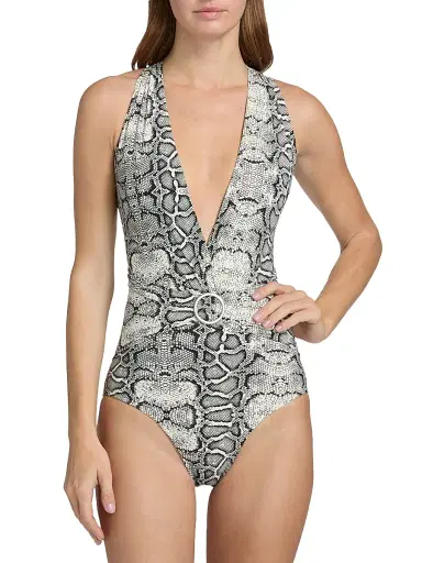 Chiara Boni La Petite Robe Women's Benka Snakeskin-Print Belted One-Piece Swimsuit | Thumbnail 3 Chiara Boni La Petite Robe Women's Benka Snakeskin-Print Belted One-Piece Swimsuit | Thumbnail 3
